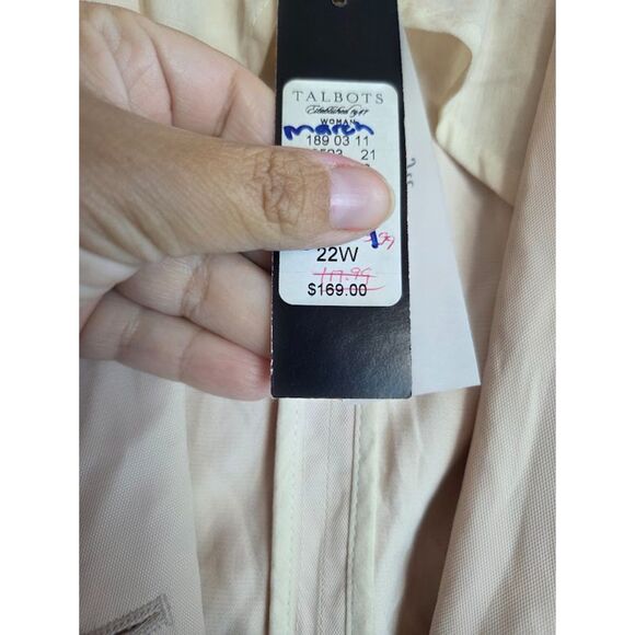 NWT Talbots Beige Ivory Cotton Lapel 1 Button/Single Breasted Blazer size 22W - Picture 4 of 7